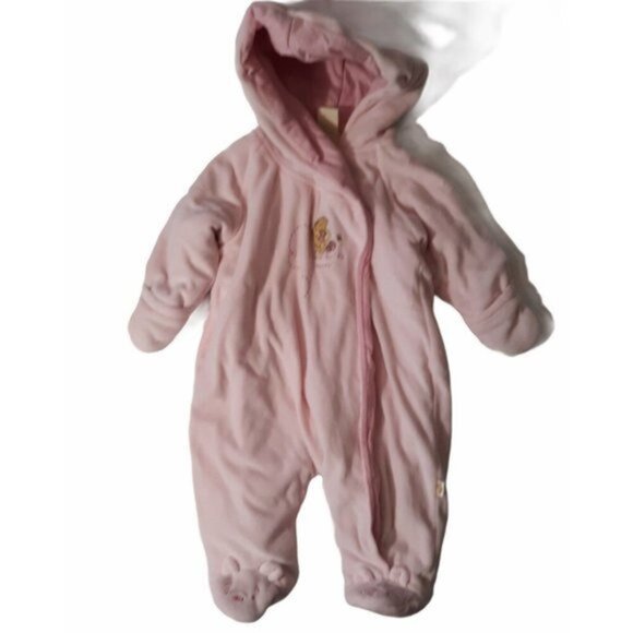Disney Classic Pooh Baby Girl Size 6m Pink Snow Suit Winter Coat with Hoodie - Picture 1 of 7